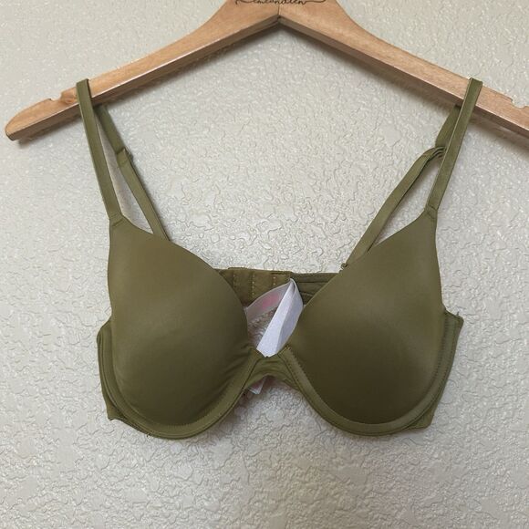Victorias Secret PINK Wear Everywhere Push Up Bra 32c Green Underwired - Picture 1 of 4